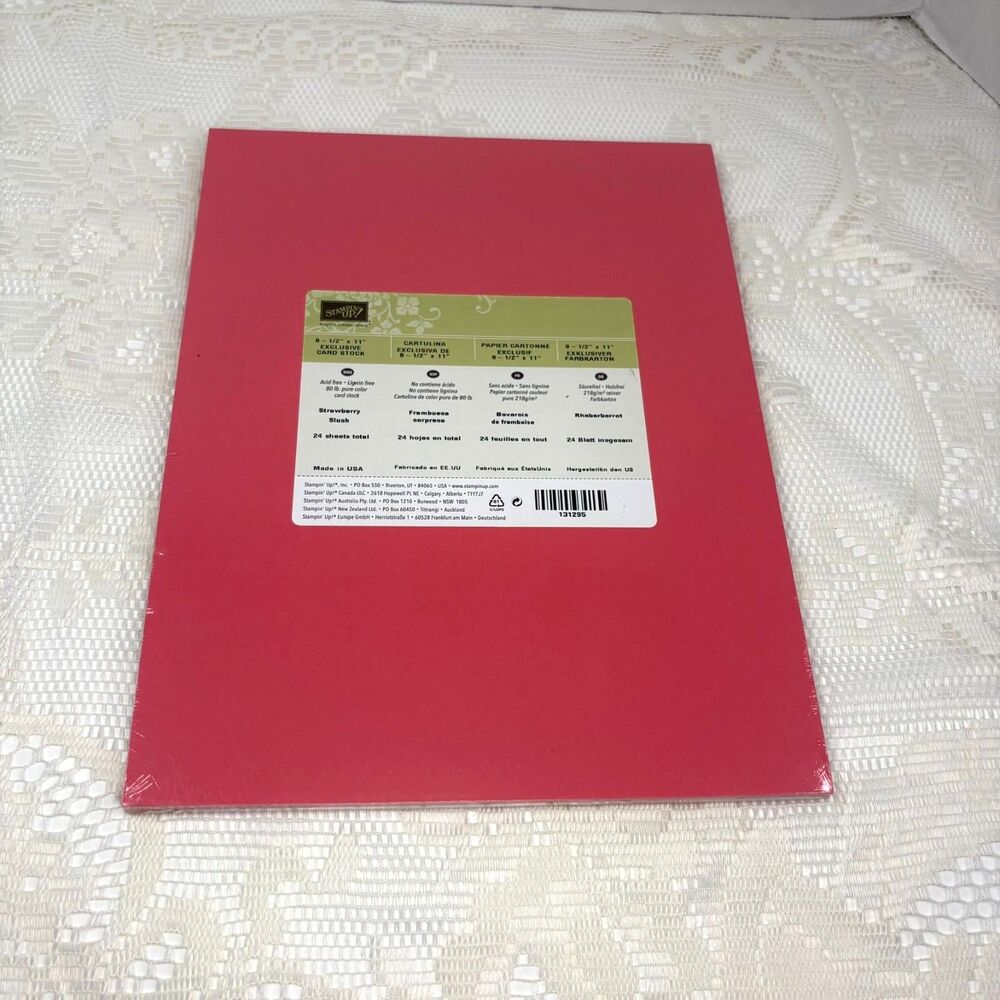 Stampin Up Strawberry Slush Cardstock 8.5X11 - Pink 24 Sheets Sealed & New